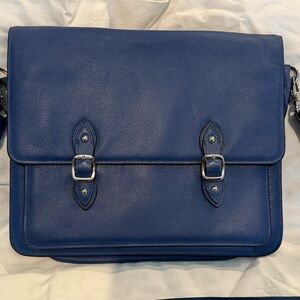 Classic Blue Leather Computer bag, unisex